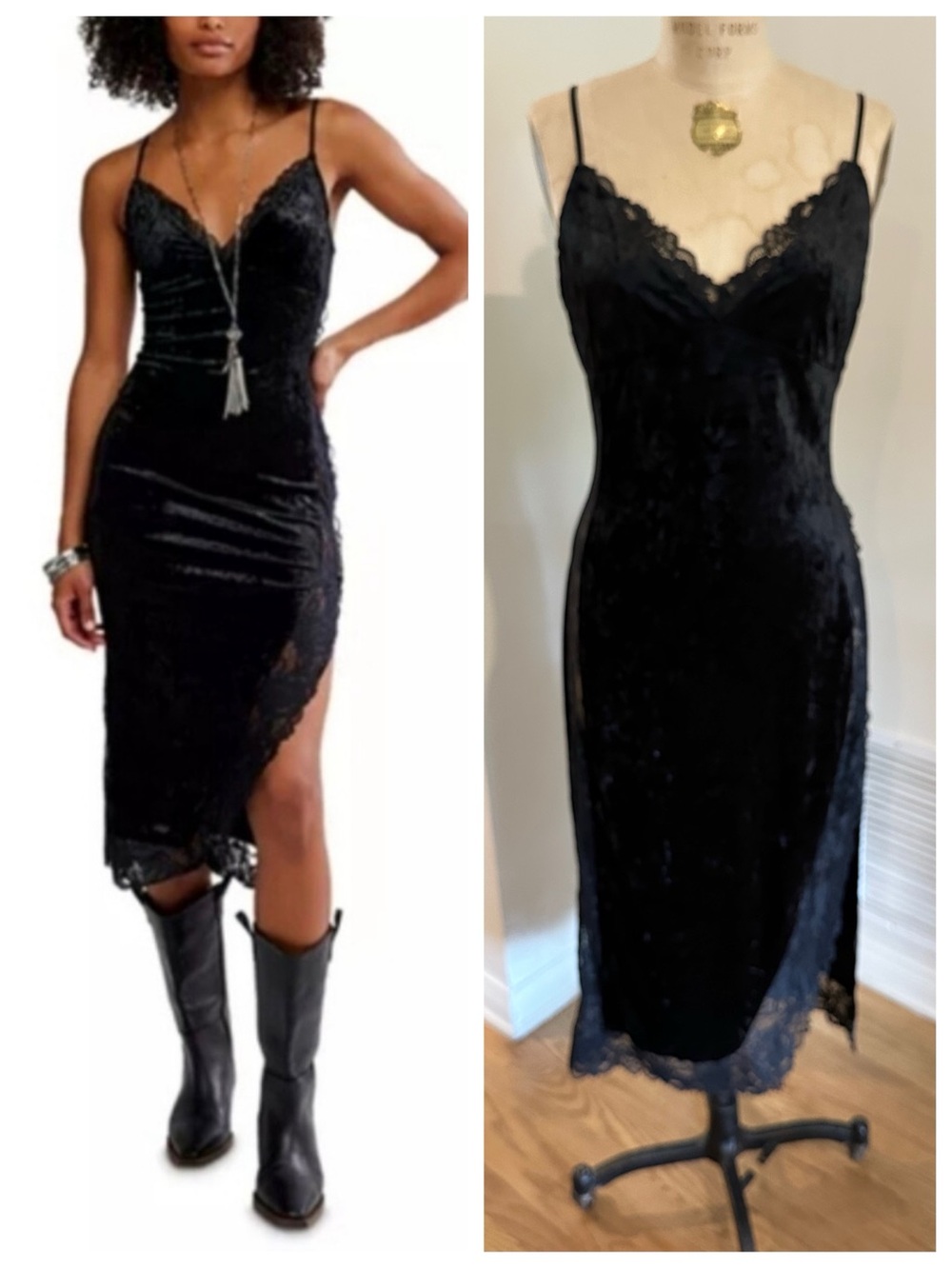 Free People Intimately Raise A Toast Midi Slip Dress, Black, Lg